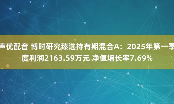 声优配音 博时研究臻选持有期混合A：2025年第一季度利润2163.59万元 净值增长率7.69%