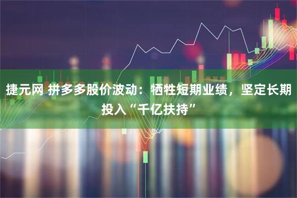 捷元网 拼多多股价波动：牺牲短期业绩，坚定长期投入“千亿扶持”