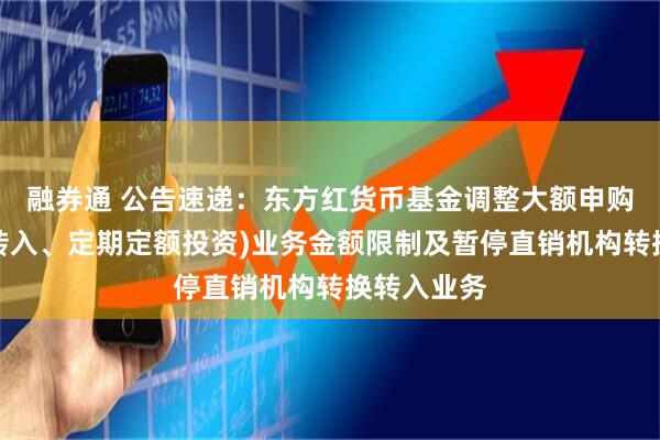 融券通 公告速递：东方红货币基金调整大额申购（含转换转入、定期定额投资)业务金额限制及暂停直销机构转换转入业务